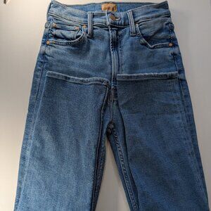 MOTHER Denim Tripping Twice Rider Skinny Jeans 26 High Waist Ripped Blue Stretch